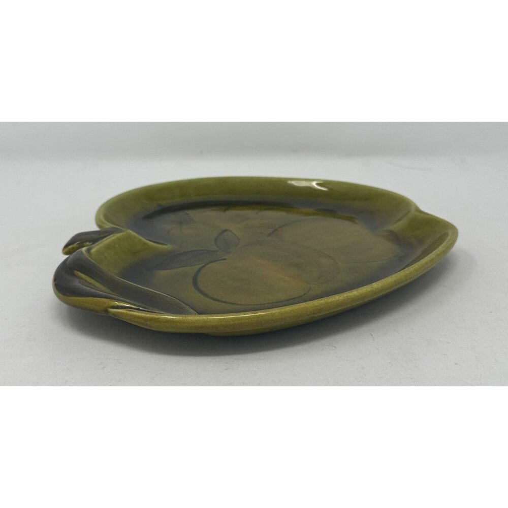 1960s LOS ANGELES POTTERIES Green Glaze APPLE DISH PLATE 9"x 9" #42-3-6 Pottery - Picture 6 of 9